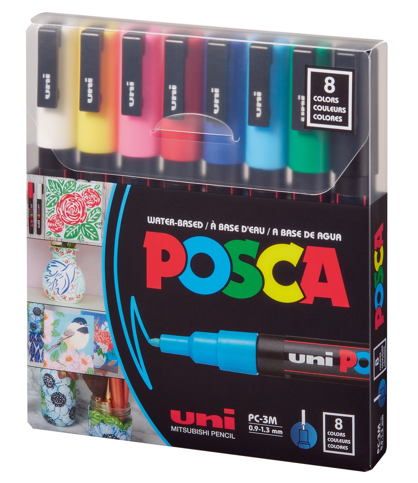 Fine, POSCA Acrylic Paint Marker Set, 8 Color, PC-3M (PC3MSET)